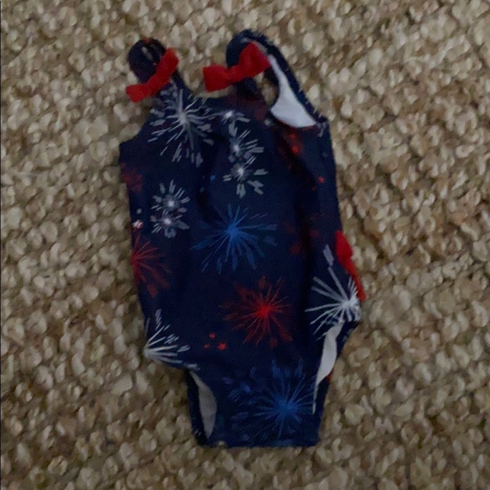 Hanna Anderson sz 70 red, blue swimsuit 6-12mth